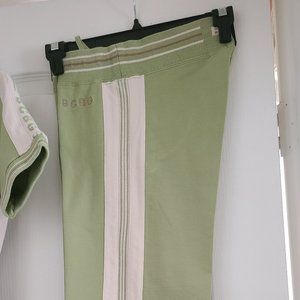 BCBGMAZARIA Hoodie & Pant Set Size M in Olive & White Striped Color (Pre-Owned)
